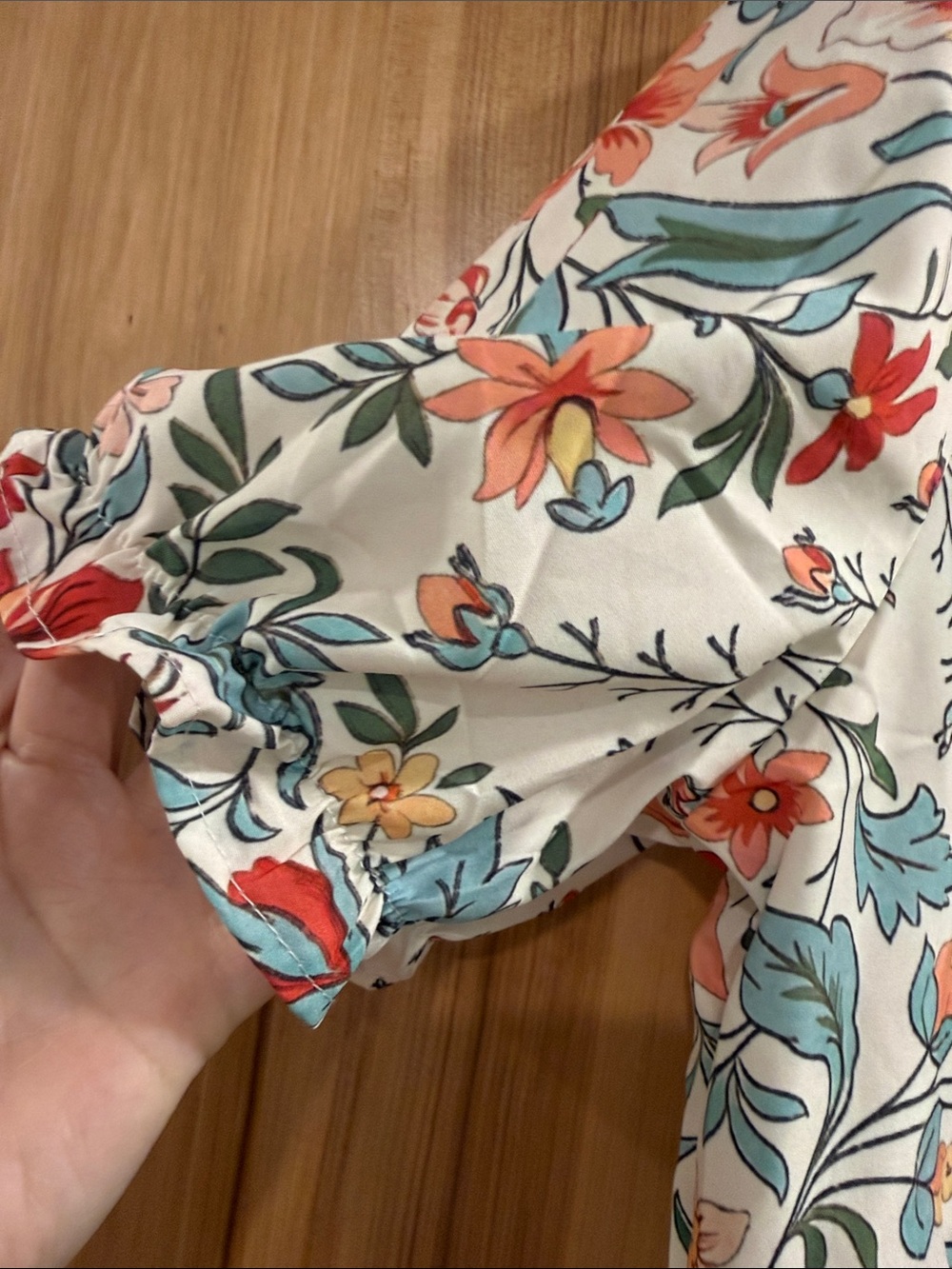 Cherry Betty Cottagecore Boho Floral Popover Top with Mandarin Collar Size S - Picture 4 of 11